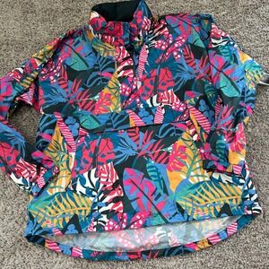 Lauren James Women's Large Water Resistant Tropical‎ Leaf Pullover Anorak Jacket